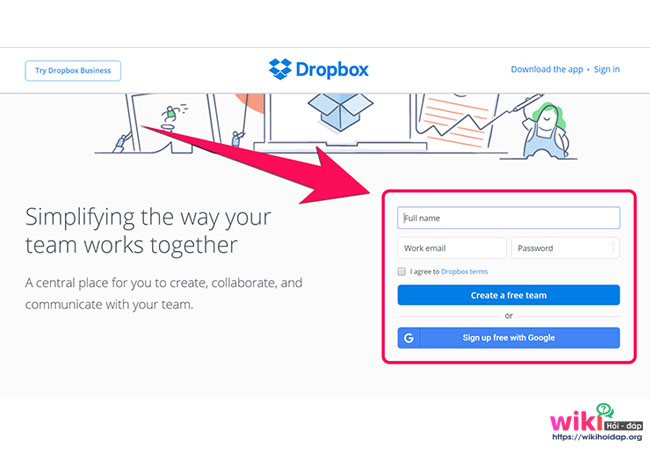 Cách đăng ký tài khoản trên dropbox