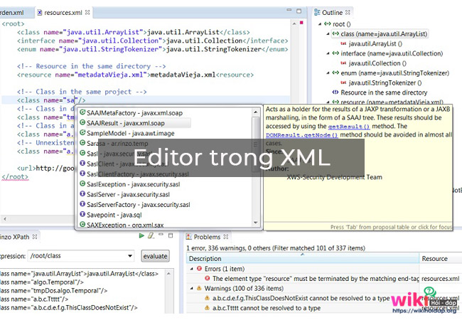 Editor trong XML.
